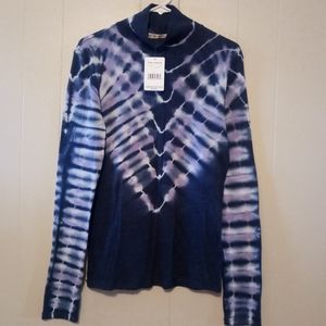 NWT Free People  Navy Combo Tie-dye Turtleneck